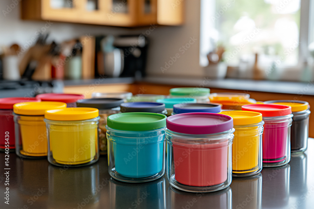 reusable silicone lids on glass containers (eco), reusable silicone lids on glass containers (eco),