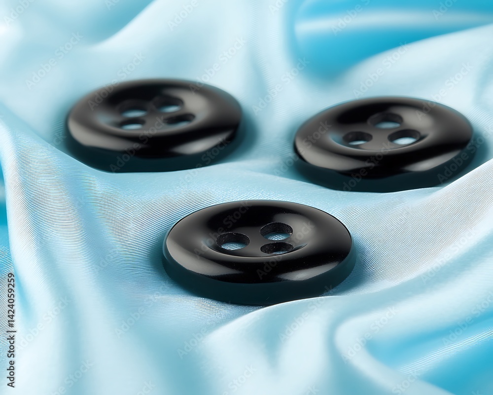 Buttons on Light Blue Fabric Buttons on Light Blue Fabric