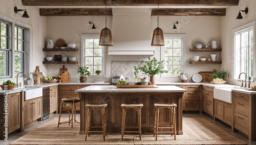 This kitchens natural textures make it feel like home