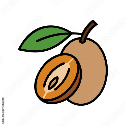 sapodilla fruit icon, sapodilla fruit vector illustration-simple illustration of sapodilla fruit, perfect for sapodilla fruit logos and icons
