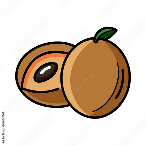 sapodilla fruit icon, sapodilla fruit vector illustration-simple illustration of sapodilla fruit, perfect for sapodilla fruit logos and icons