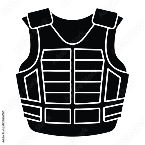 isolated Black vector military armored vest on white background