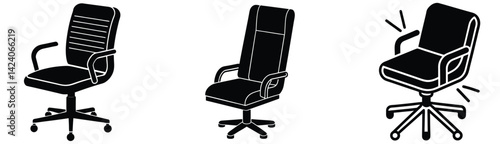 Set of different office chairs vector illustrations  design