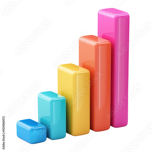 Free Download Colorful 3D Bar Graph, Ascending Growth Chart, Business Success, Shiny Blocks - GFXLoad