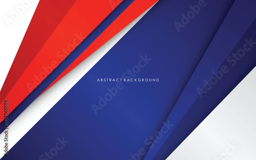 Modern abstract geometric blue, red, white and silver luxury color background