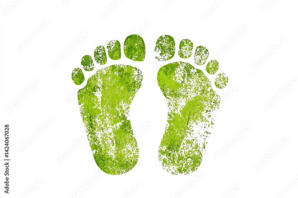 Green footprint illustration on a white background Green footprint illustration on a white background