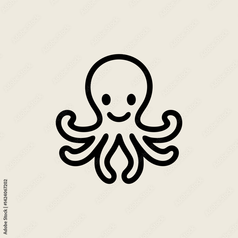 Obraz premium Vintage octopus crest logo vector with ornate detailing in classic nautical style