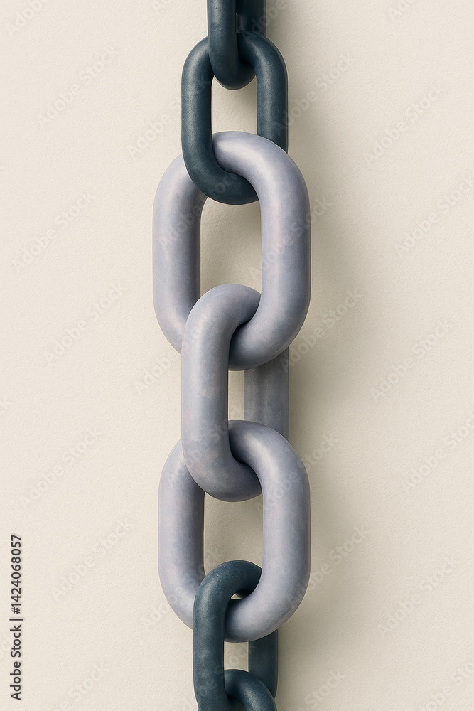 Fototapeta premium conceptual image of interlocking chain links in contrasting colors symbolizes strength and connection