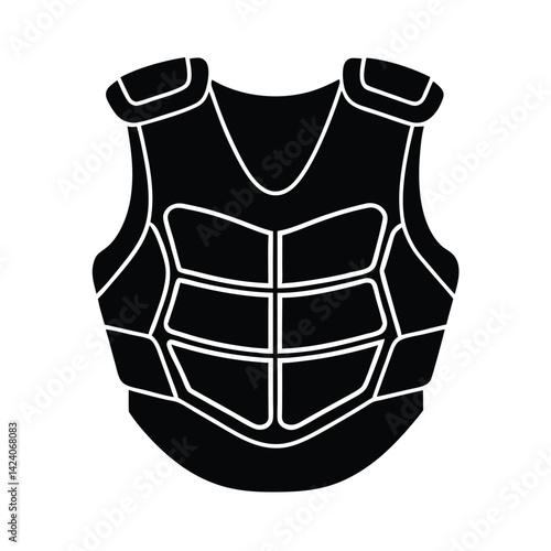 isolated Black vector military body armor plate on white background