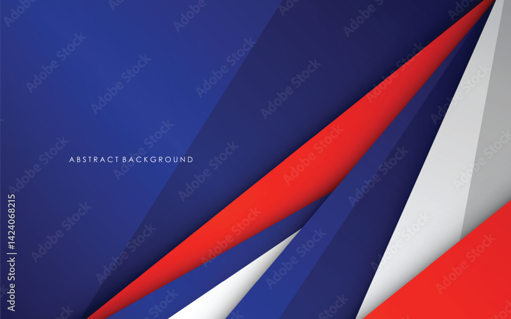 Modern abstract geometric blue, red, white and silver luxury color background Modern abstract geometric blue, red, white and silver luxury color background
