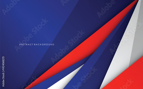 Modern abstract geometric blue, red, white and silver luxury color background