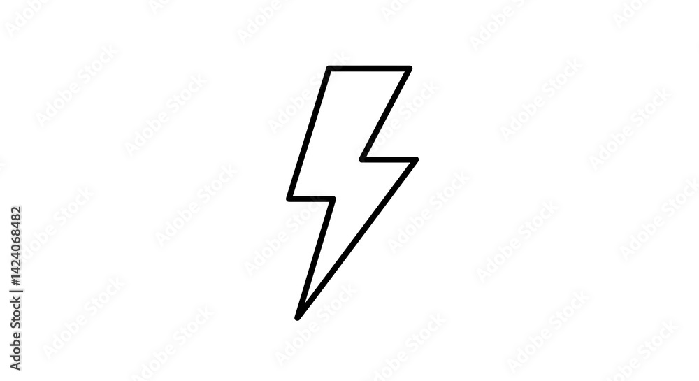 Fototapeta premium Lightning Bolt Illustration Simple Black Line Art on White