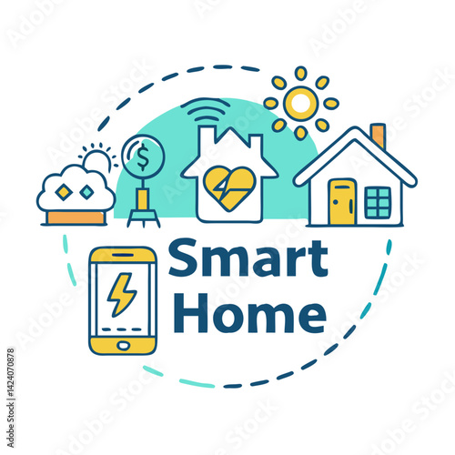 smart home text with icons icon, smart home text with icons vector illustration-simple illustration of smart home text with icons, perfect for smart home text with icons logos and icons