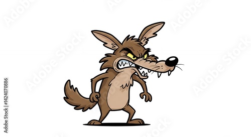 Angry cartoon coyote illustration aggressive animal character design playful and assertive