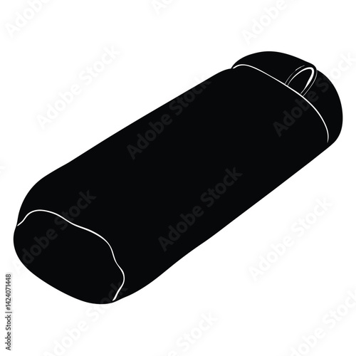 isolated Black vector military camo sleeping bag on white background