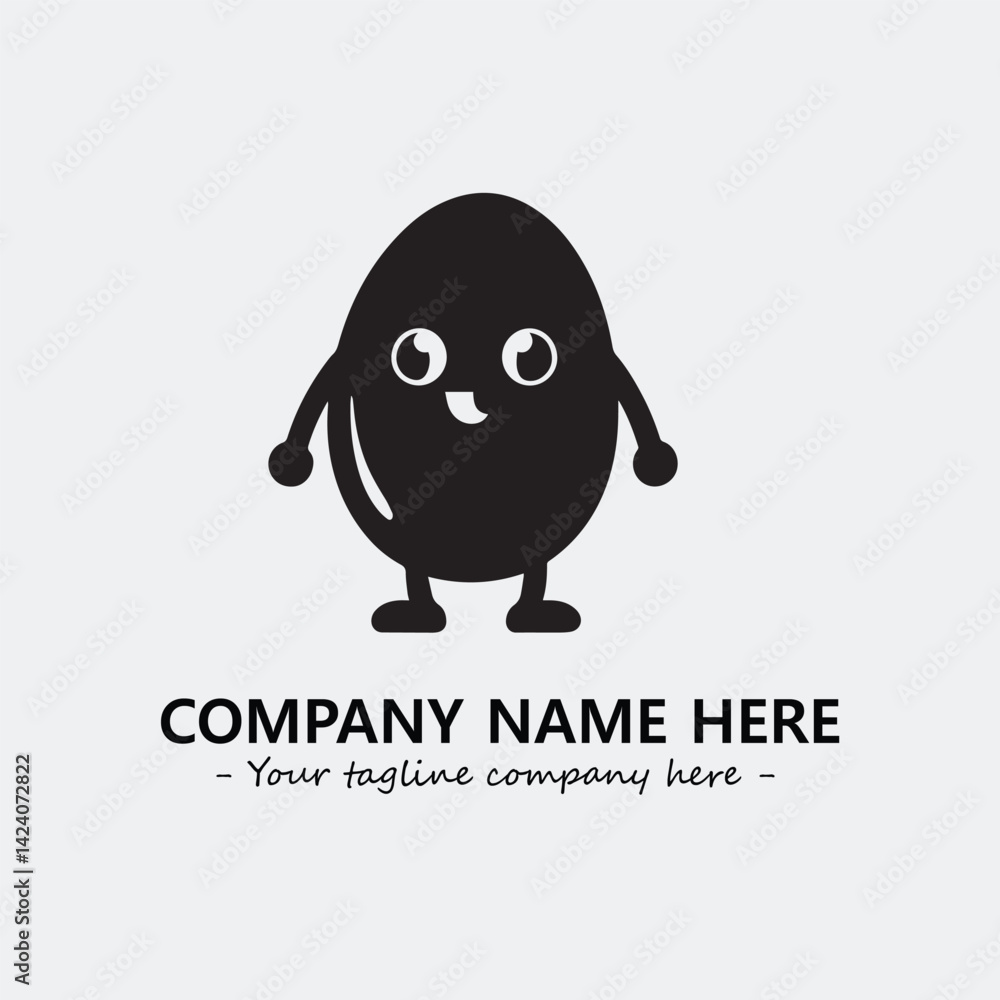 Naklejka premium Egg cartoon illustration black and white for logo company vector image 