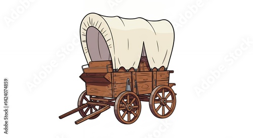 Classic covered wagon illustration rustic western travel history design element