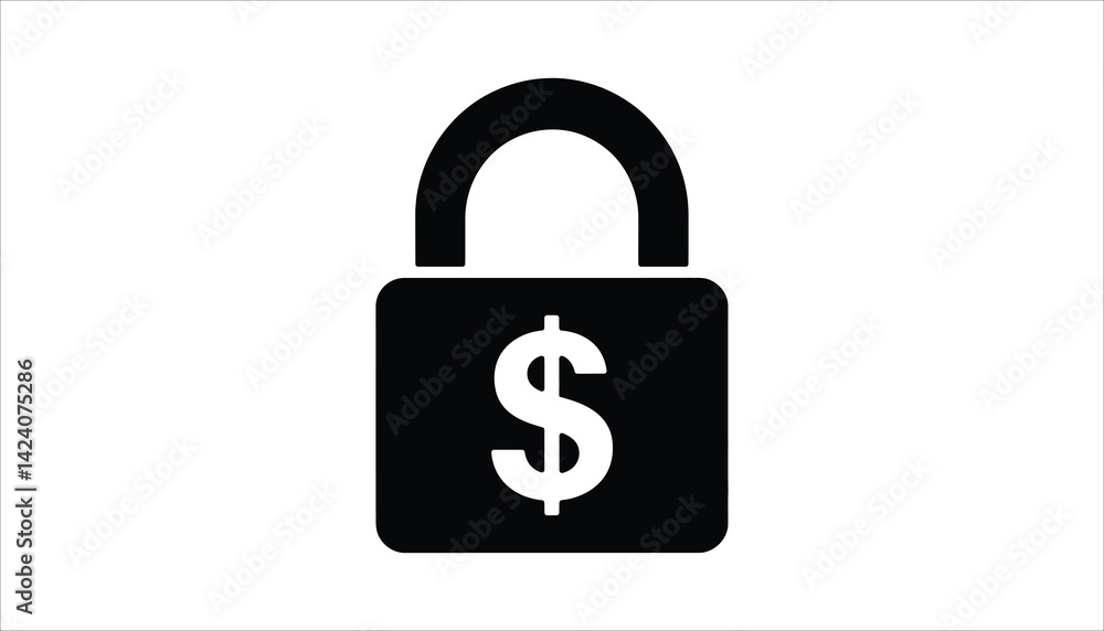 Locked Money with Dollar Symbol, Financial Security Concept Locked Money with Dollar Symbol, Financial Security Concept