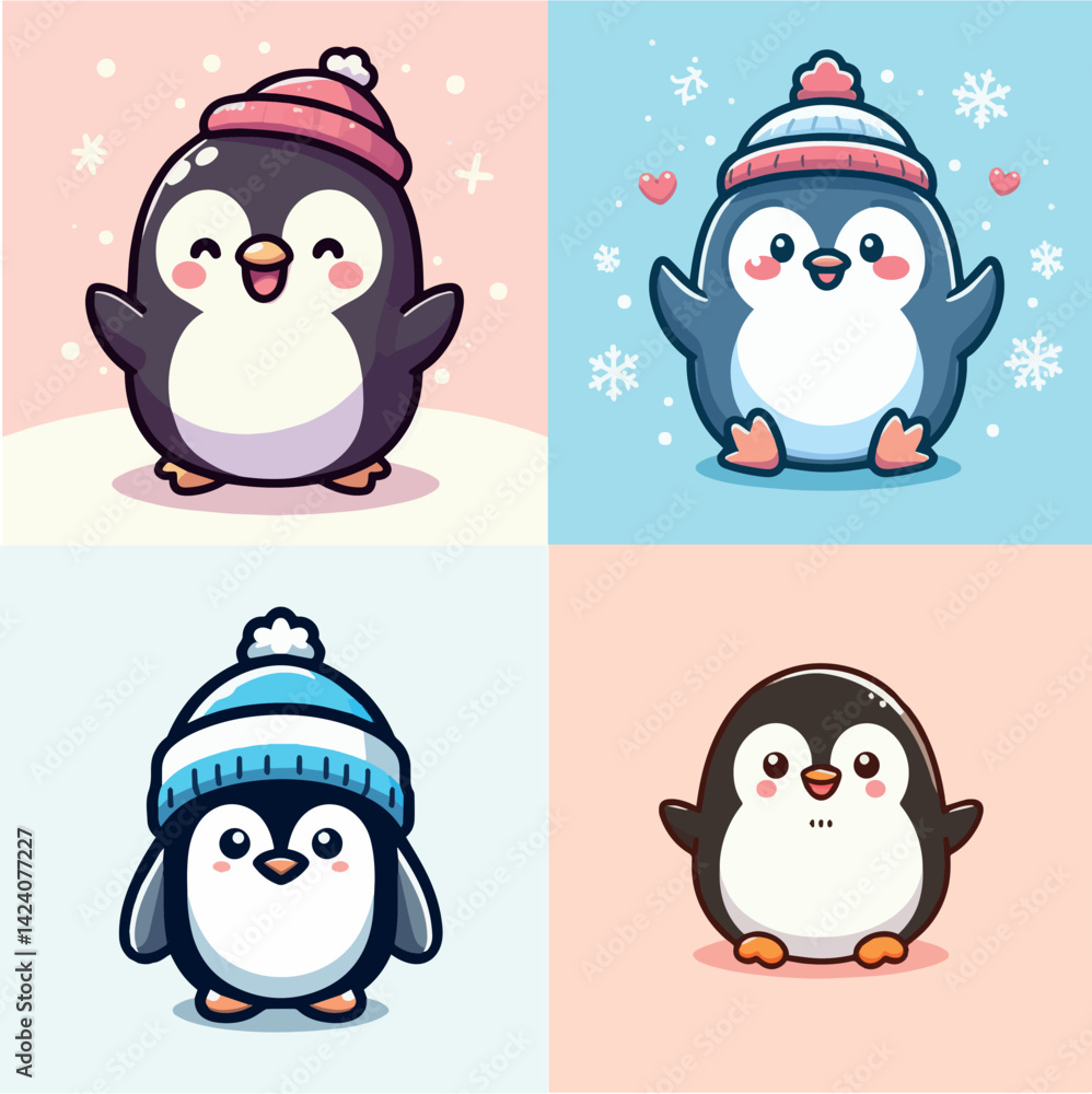 Fototapeta premium Cute Penguin in Simple Vectors