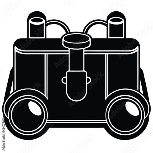 isolated Black vector military field binocular case on white background