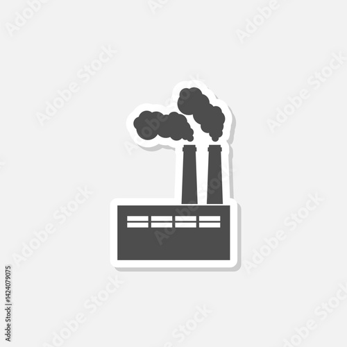 Air pollution factory icon sticker isolated on gray background