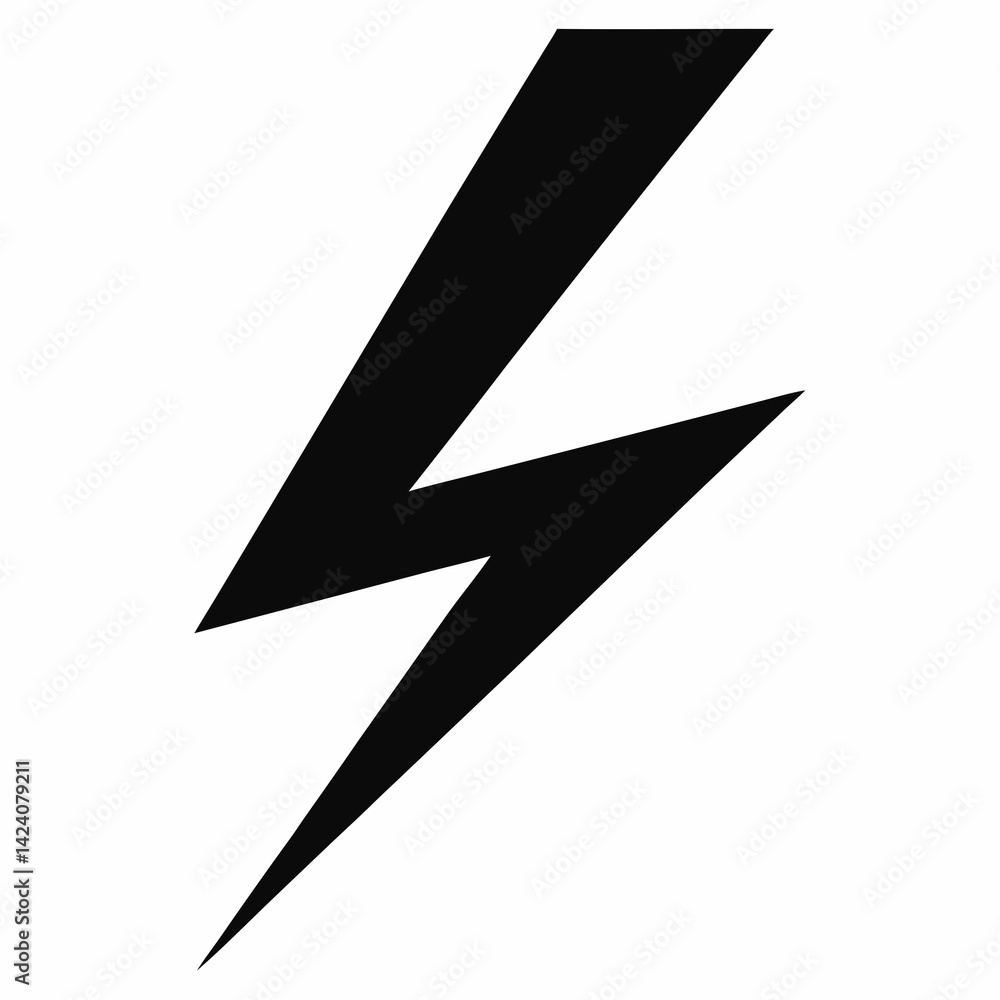 Electric Bolt Lightning Symbol vector silhouette black design white background Electric Bolt Lightning Symbol vector silhouette black design white background