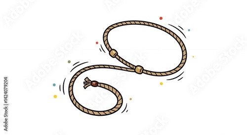 Hand drawn lasso rope illustration western design element whimsical rope art