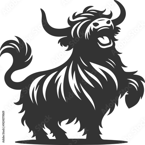 Laughing highland cow animal silhouette