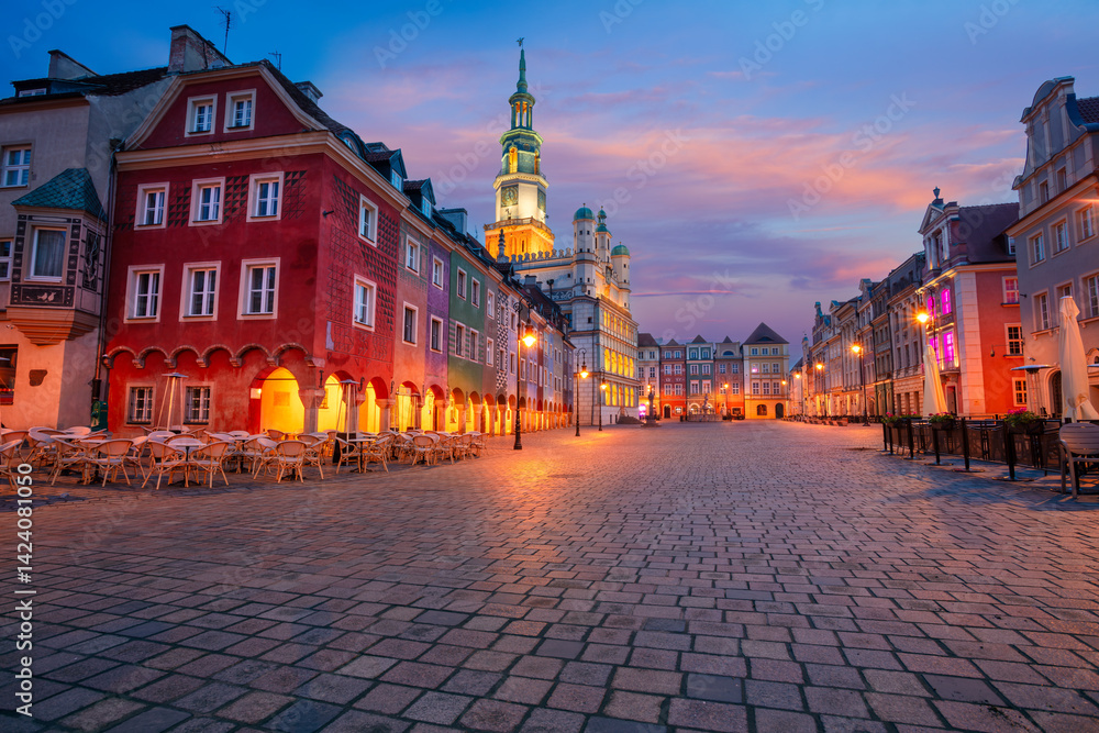 Poznan, Poland. Cityscape image of Old Market Square in Poznan, Poland at beautiful sunrise.