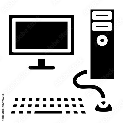 Desktop Computer Vector Glyph Icon Design