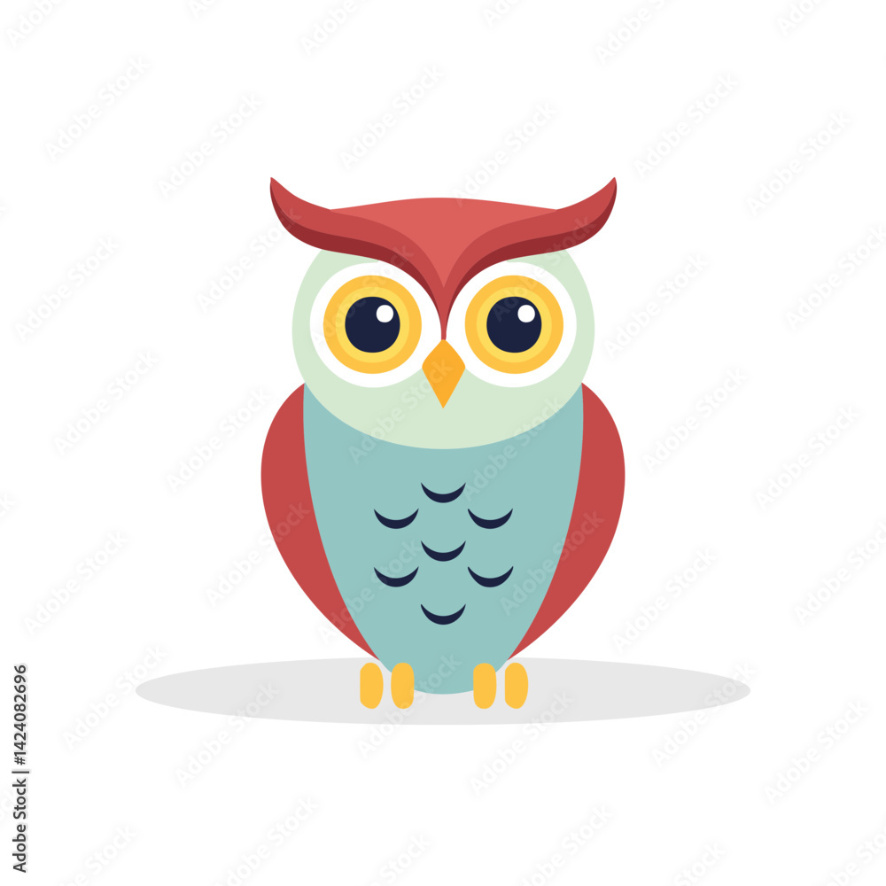 Fototapeta premium Vector Illustration of Red Owl, Cute Bird Illustration for icons and decor.