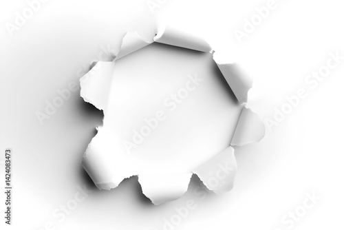 Torn Hole In White Paper