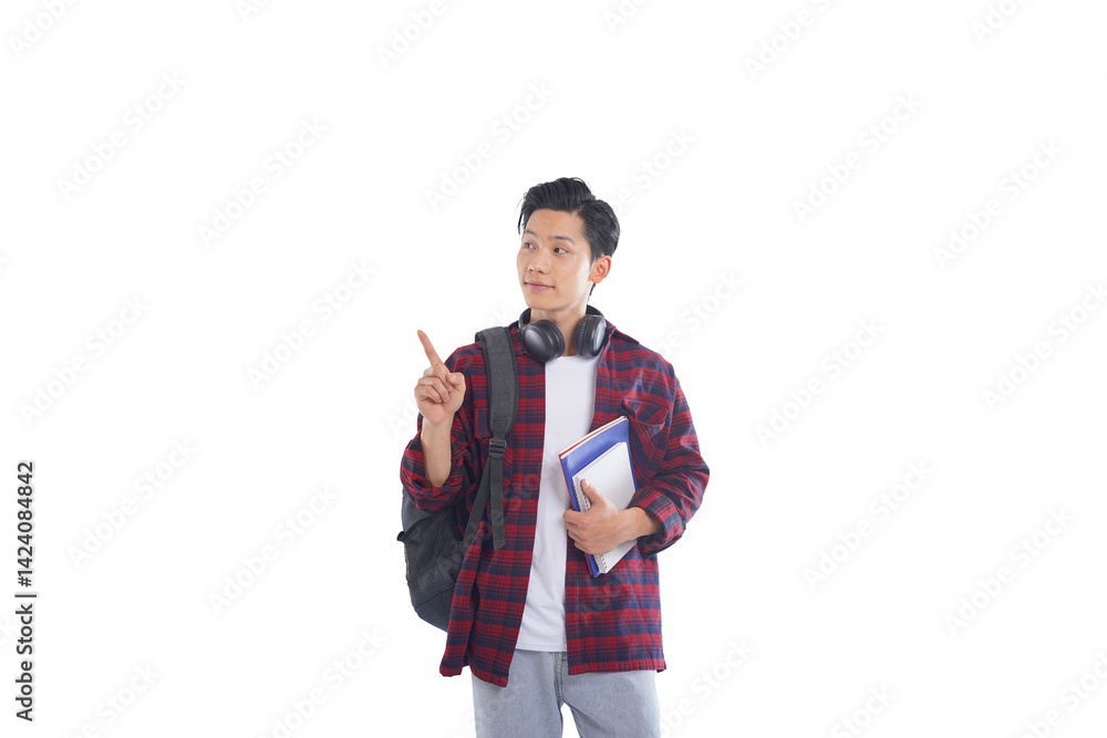 portrait of asian male student posing on white background portrait of asian male student posing on white background
