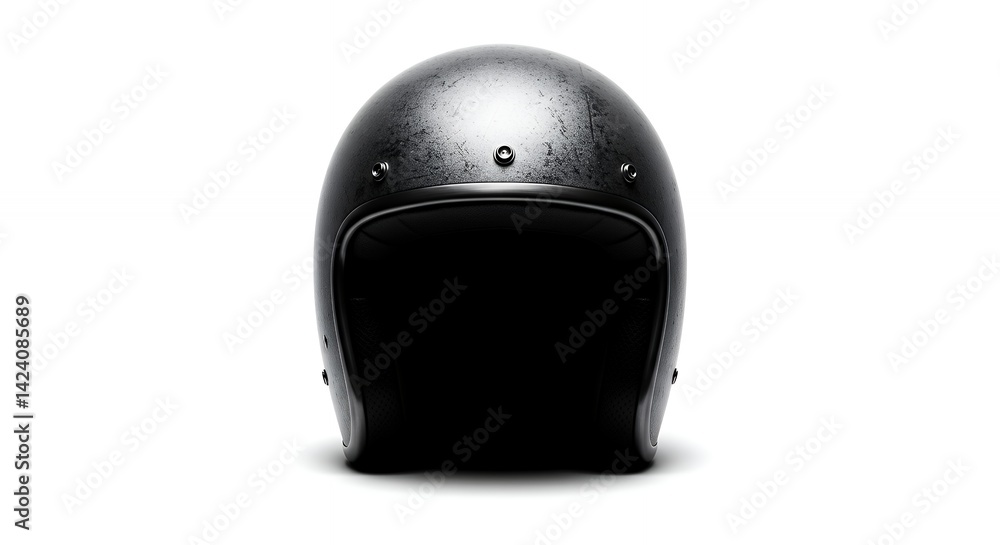 Fototapeta premium Sleek matte black open face motorcycle helmet safety gear product photography