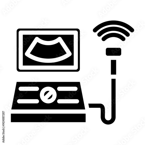 Ultrasound Machine Vector Glyph Icon Design