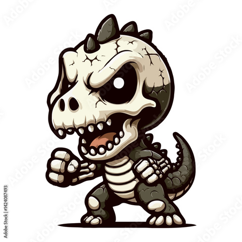 Cartoon Dinosaur Skeleton Mascot