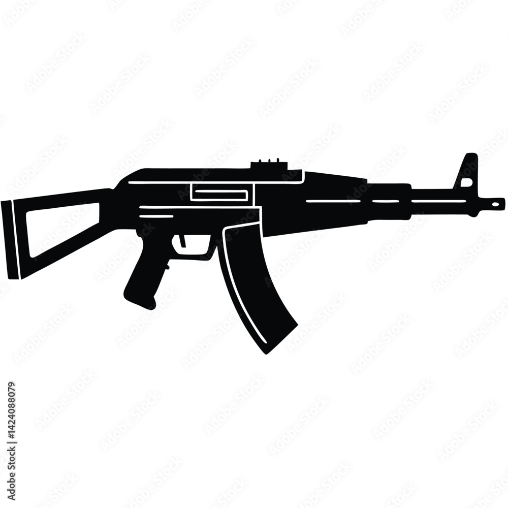 isolated Black vector military machine gun on white background isolated Black vector military machine gun on white background