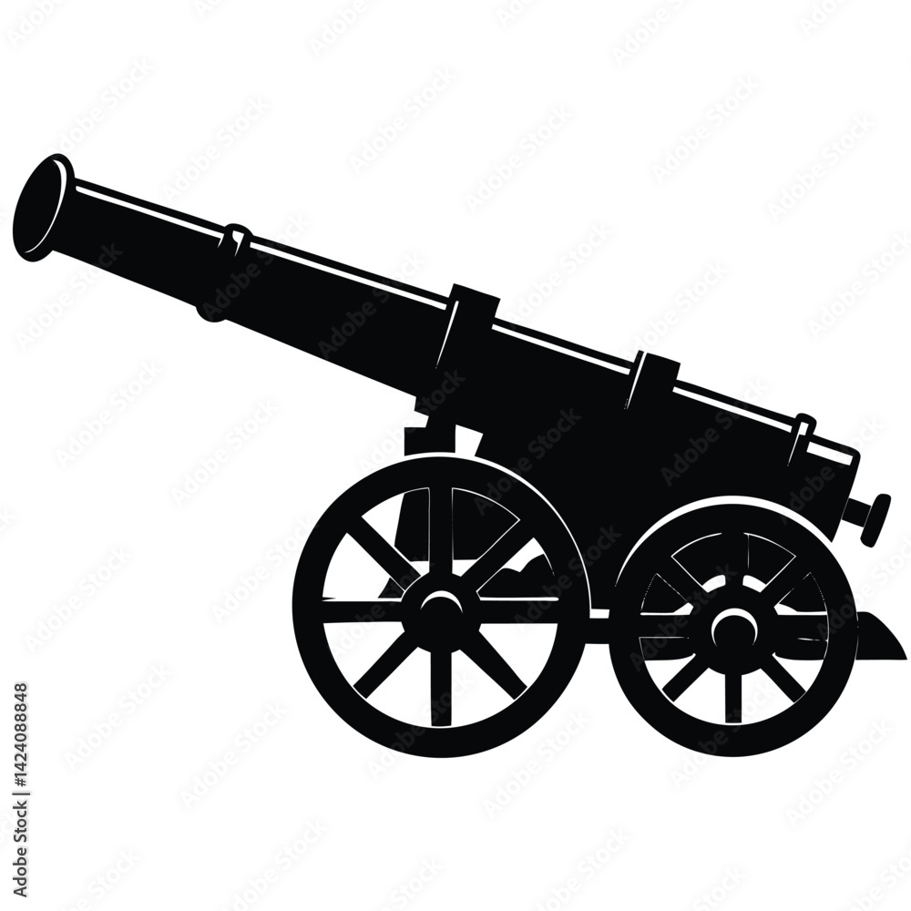 Fototapeta premium isolated Black vector military mortar on white background