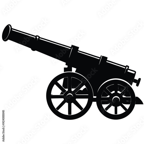 isolated Black vector military mortar on white background