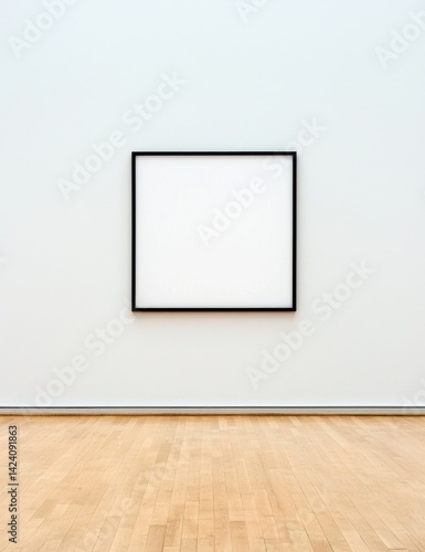 Minimalist Art Display in Modern Gallery with Empty White Canvas