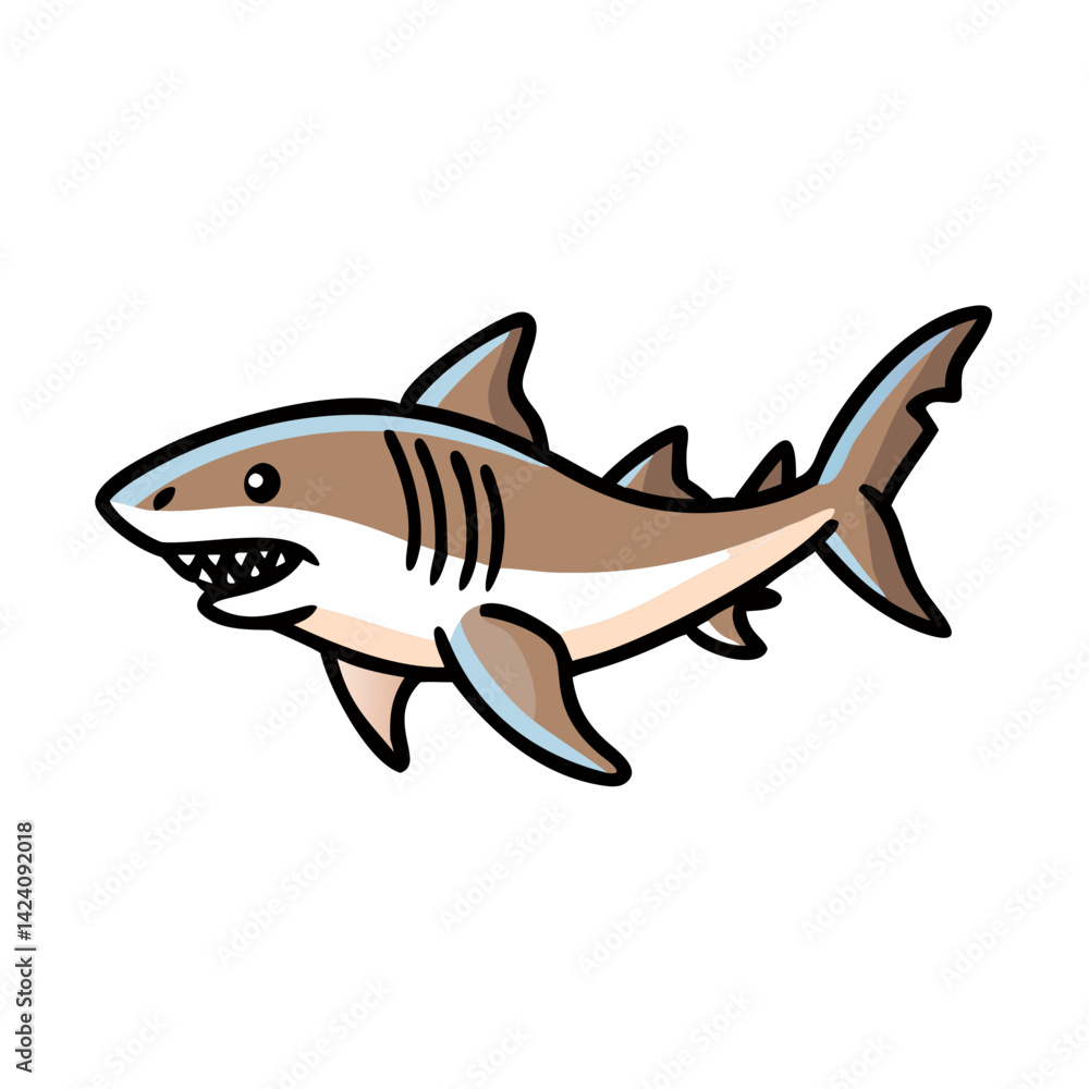 Fototapeta premium tiger shark icon, tiger shark vector illustration-simple illustration of tiger shark, perfect for tiger shark logos and icons