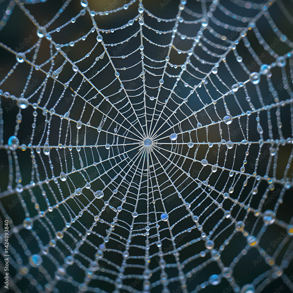 Obraz premium Morning Dew on a Spiderweb (Diamond-String Effect)