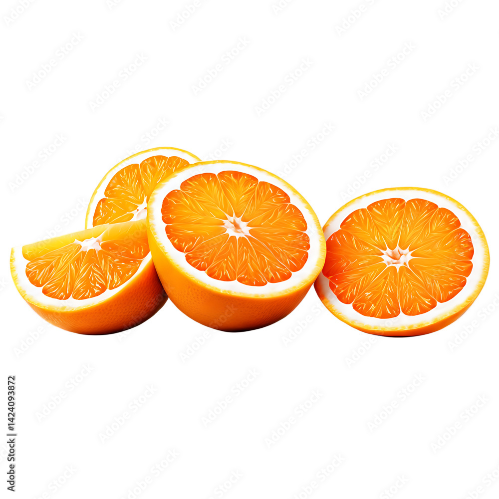 Fototapeta premium Sliced Oranges on Orange Surface