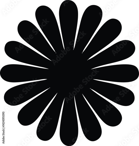 Abstract black and white flower vector illustration with a splash of ink design