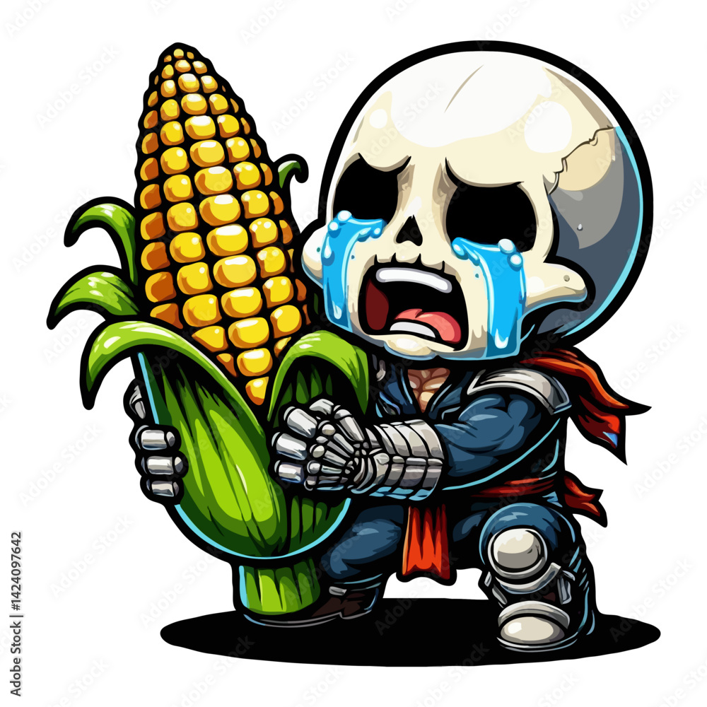 Crying Skull Holding Corn Crying Skull Holding Corn
