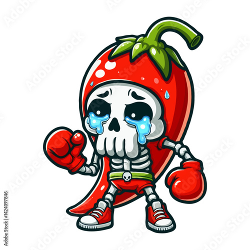 Sad Pepper Skeleton Boxer Cartoon