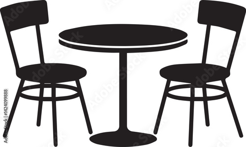 table and chairs icon over white background, silhouette style, vector illustration