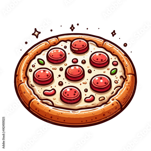 Cartoon Pizza Illustration