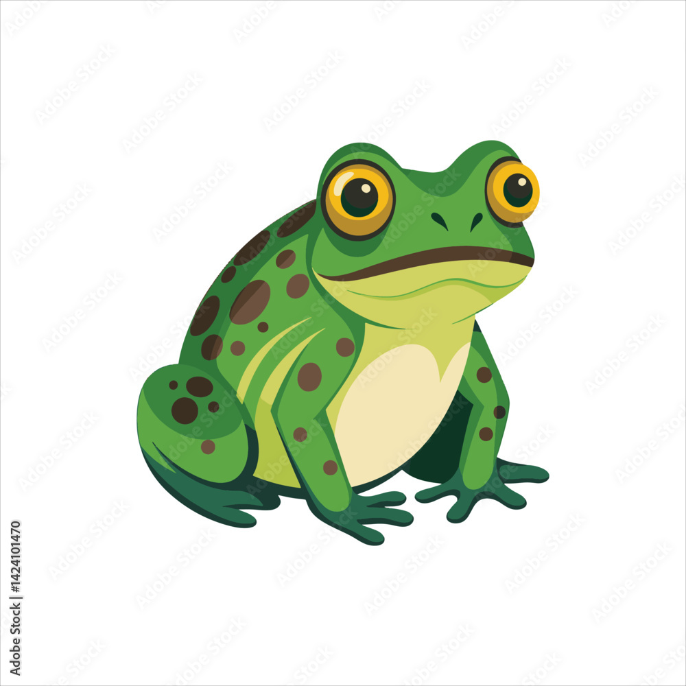 Fototapeta premium Realistic Green Frog Vector Sitting – Amphibian Animal Illustration for Wildlife, Nature, and Biology Concepts