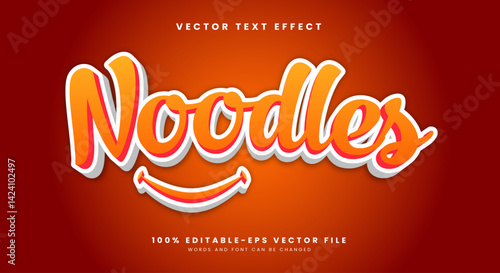 Noodles 3D editable Text Effect Template Suitable for Cartoon Style